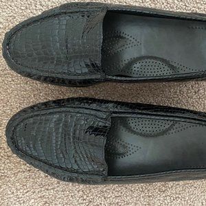 SAS 9W Black Faux-Snake Print Leather Slip On Loafer Comfort Women's Shoes